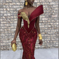 Burgundy African mermaid wedding dress, engagement dress, mermaid prom dress Y6520
