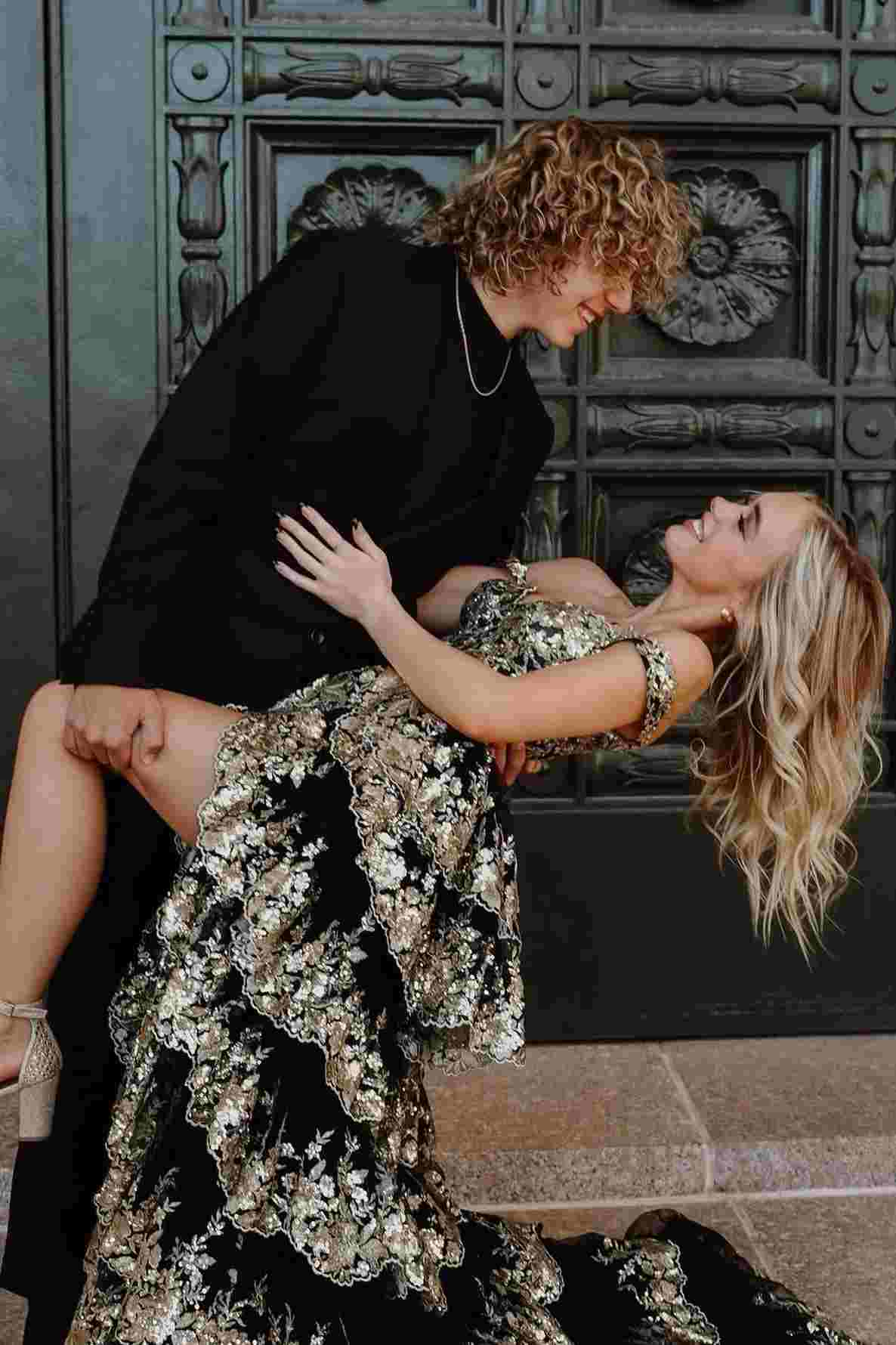 Sparkly Off The Shoulder Black Tulle Appliques Slit Prom Dress,Layered Long Prom Dress Y8428