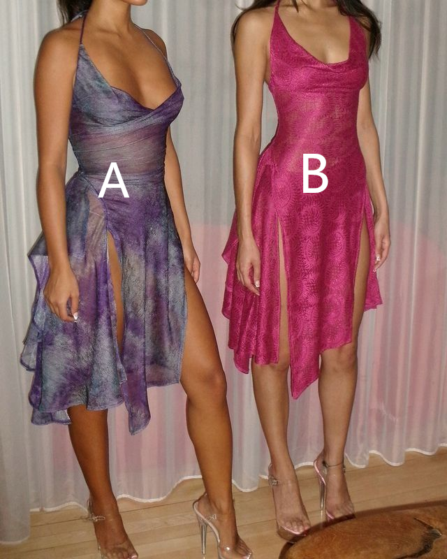 Vintage Halter A Line Slit Cocktail Dress,Short Party Dress Y8491