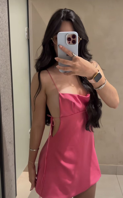Sexy Spaghetti Straps Pink Short Cocktail Dress Formal Homecoming Dress Birthday Dress Y9723
