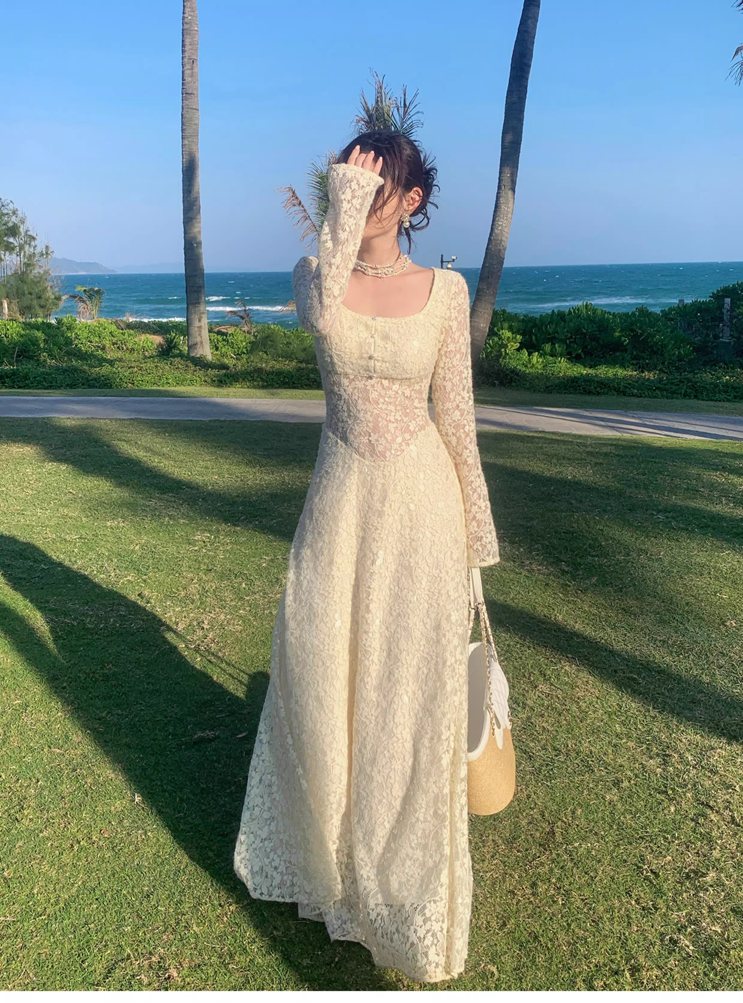 Charming Yellow Lace Mermaid Long Party Dress Birthday Prom Dress SP1976