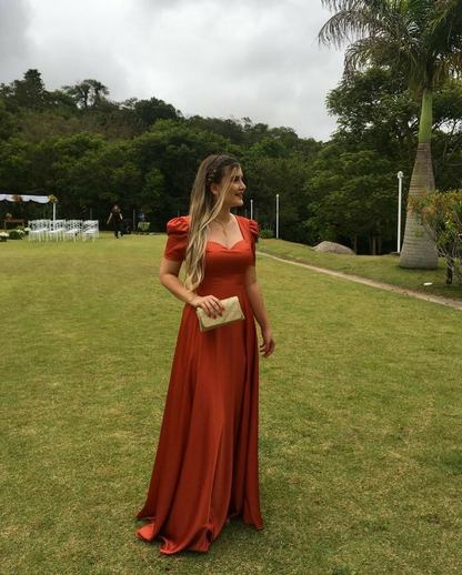 Vintage A-line Satin Prom Dress,Modest Prom Gown  Y4274