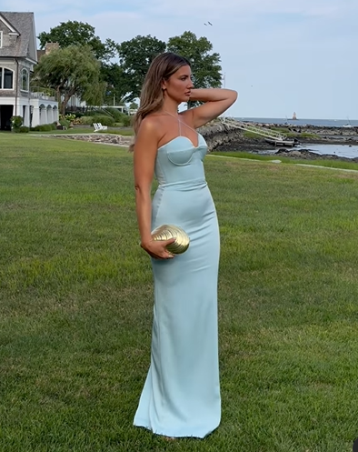 Sexy Halter Blue Sheath Prom Dress Long Evening Dress Bridesmaid Dress Y8233