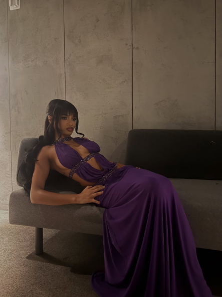 Sexy Halter Purple Satin Beaded Mermaid Long Party Dress Formal Birthday Prom Gowns SP1341