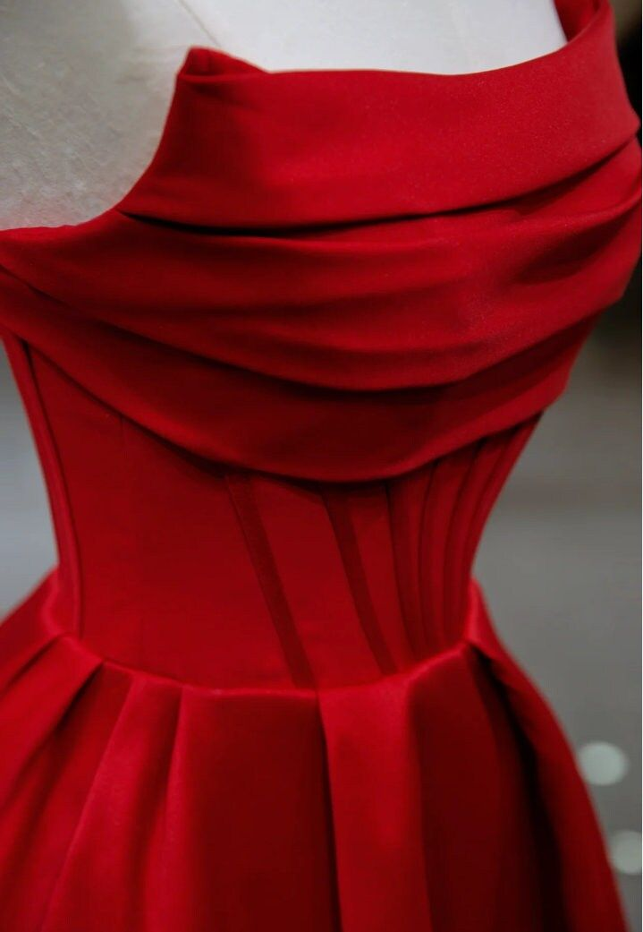 Stylish Flat Neck Satin Backless Pleated Floor Length A Line Evening Gown Prom Dress  Y6815