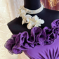 Classy Purple Ruffles Strapless Chiffon Long Prom Dress Evening Gown SP1895