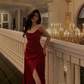 Sexy red high split side long evening prom dress Y4103