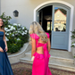 Classy Hot Pink Column Prom Dress with Split,Backless Prom Gown,Winter Formal Dress Y4370