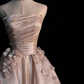 Generous Pink Strapless A-line Tulle Evening Dress,Glam Dress  Y6761