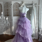Classy Strapless Lavender Sequin Tulle Layered Long Wedding Guest Dress ,Long Birthday Party Dress SP1453