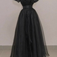 Retro Style Black A-line Long Sleeves Evening Dress Y6742