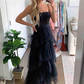 Spaghetti Straps Layered Tulle Graduation Dresses,Long Prom Dress Outfits Y6804