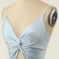 A-line V Neck Twist Knot Cut-Out Pleated Mini Homecoming Dress Y1866