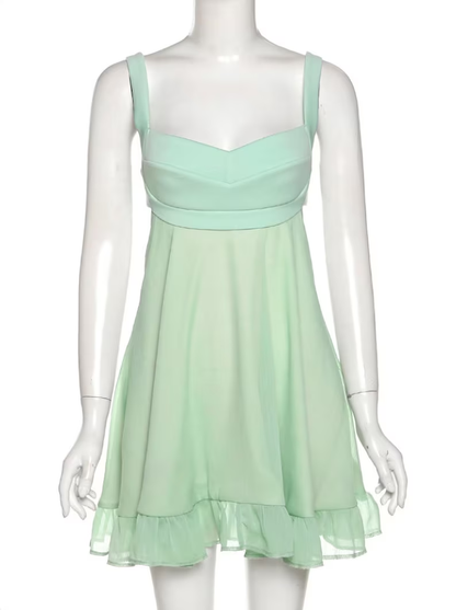 Green A-line Mini Homecoming Dress,Backless Party Dress,Y2510