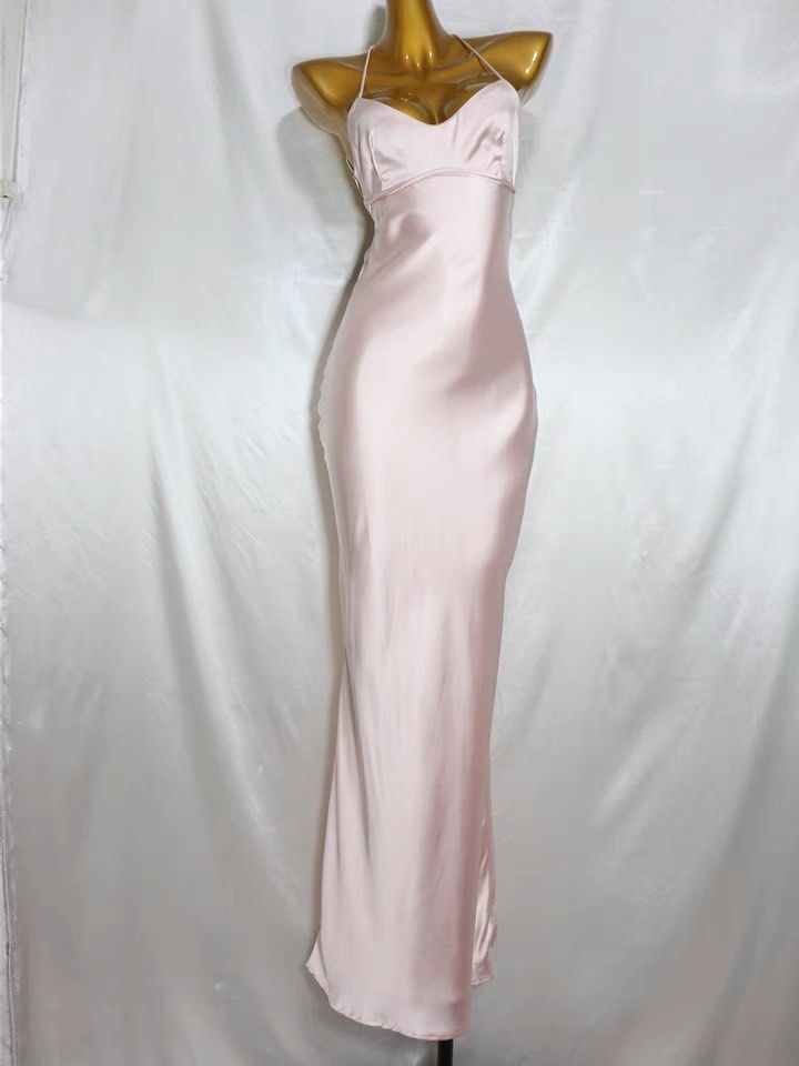 Charming Pink Mermaid Long Prom Dress,Simple Pink Evening Dress  Y1932