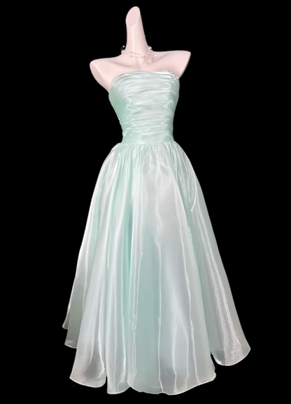 Classy Mint Green Strapless Tulle A Line Long Party Dress Prom Dress SP3500