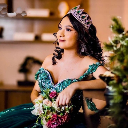 Dark Green Quinceanera Dress Sweet 16 Dress Sequined Beaded Dress Ball Simplepromdress Dark Green Quinceanera Dress Sweet 16 Dress Sequined Beaded Dress Ball Simplepromdress