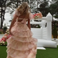 Charming A-line Print Tiered Long Prom Dress,Summer Beach Dress  Y1614