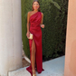 Elegant One Shoulder Column Prom Dress,Wedding Guest Outfit Y4927