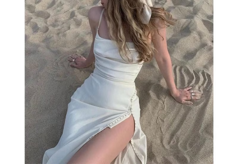 V-Neck Slip Dress in Sand » Goshopia: Slow Fashion