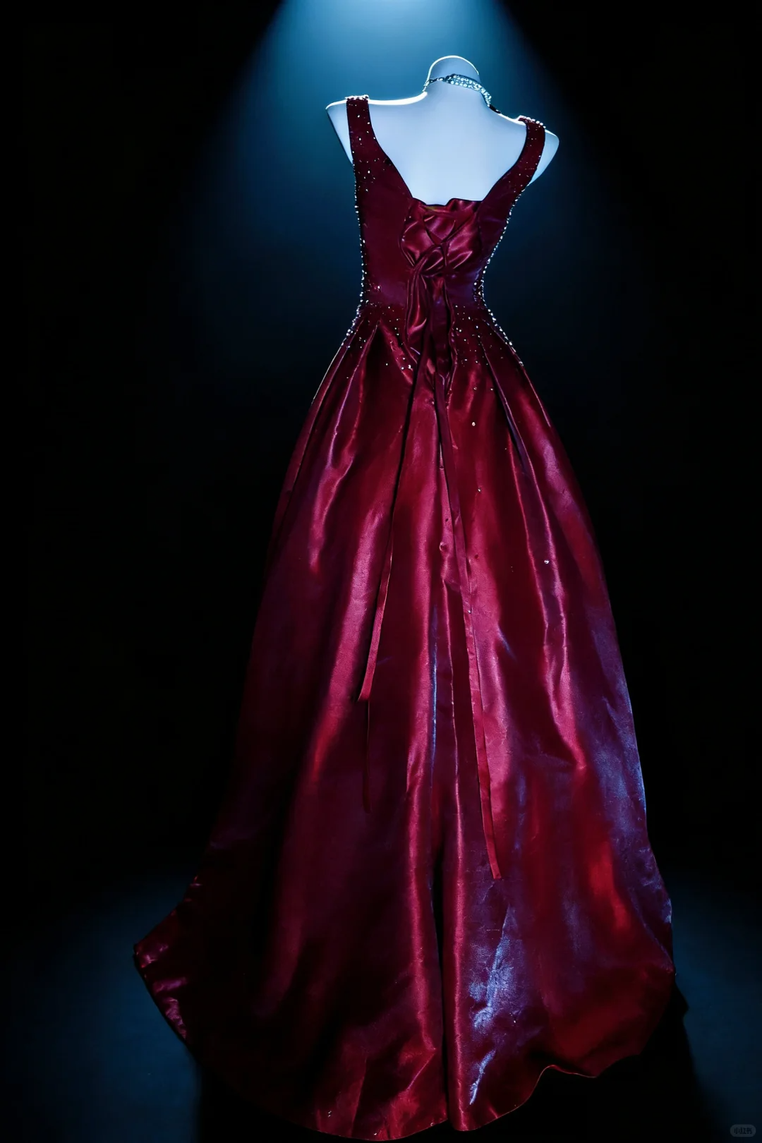 Gorgeous Spaghetti Straps Satin Beaded Ball Gown Burgundy Long Party Dress Birthday Dress SP2039