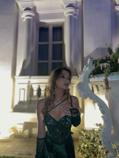 Unique Green Long Evening Dress,Green Evening Gown  Y4112