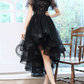 Black Sweetheart Tulle Lace High Low Prom Dress, Black Homecoming Dress Y5689