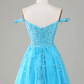 Cute A Line Spaghetti Straps Grey Short Homecoming Dress with Appliques Y2397
