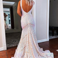 Elegant V Neck Sexy Sleeveless Mermaid Prom Dress,Orange Evening Dress  Y5188