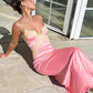 Classy Pink Spaghetti Straps Long Prom Dress,Pink Formal Dress Y4571