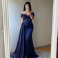 Mermaid Appliques Sheer Corset Satin Slit Prom Dress Y5729