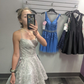 Cute A-line Silver Lace Homecoming Dress,8th Graduation Dress ,Y2440