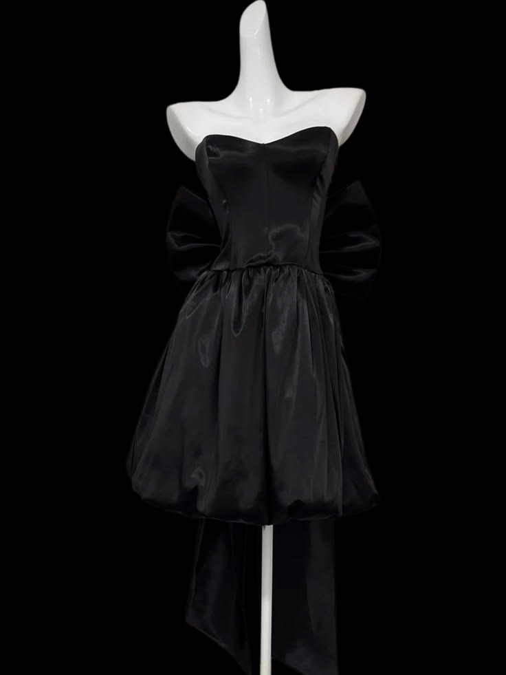Elegant Strapless White Short Satin Short Homecoming Dress Birthday Dress With Bow SP3643