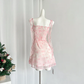 Cute Floral Imprints Elegant Chiffon Pink Homecoming Dress Cocktail Dress Y8818