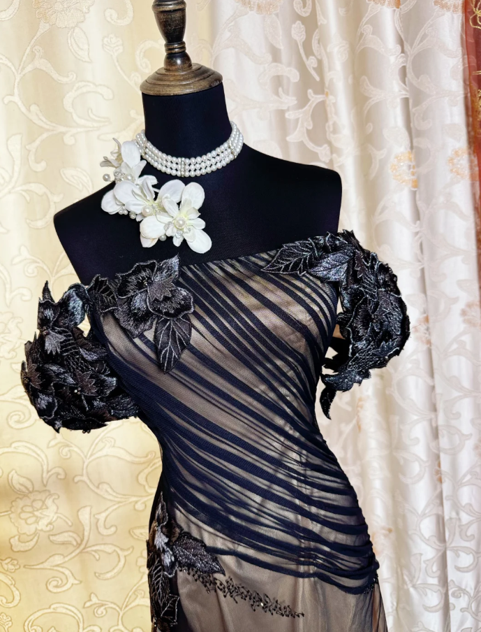 Vintage Tulle Beaded Appliques Long Evening Dress 19th Birthday Outfits SP1888