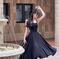 Simple A-line Black Party Dress,Black Homecoming Dress Y4751