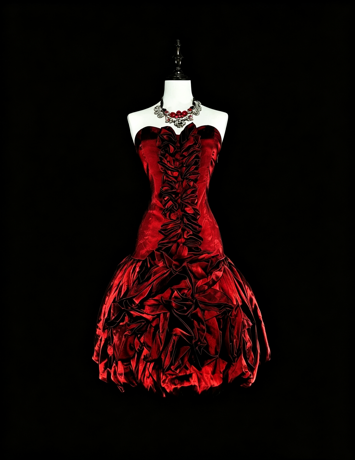 Sexy Red Satin Pleated Rose Floral A Line Short 9th Grade Homecoming Dress,Strapless Short Prom Dress SP3392