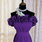 Classy Purple Ruffles Strapless Chiffon Long Prom Dress Evening Gown SP1895
