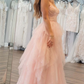 Strapless Sequin Beaded Ruffle Tulle Prom Dress Y7003