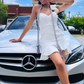 Lovely White Homecoming Dress with Ruffle Hem,White Cocktail Dress Y2155