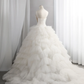Pretty Off White Strapless Tulle Pleated Layered Long Wedding Dress Bridal Dress SP1522