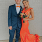 Elegant V Neck Sexy Sleeveless Mermaid Prom Dress,Orange Evening Dress  Y5188