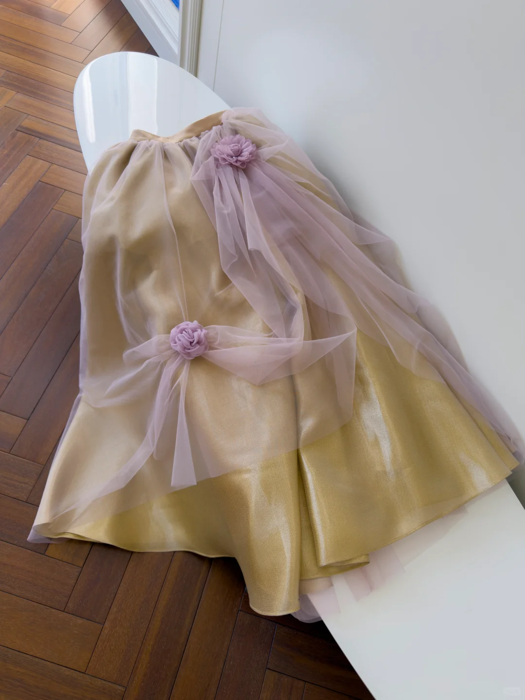Vintage Satin Tulle A Line Long party Dress Formal Wedding Guest Dress Two Piece SP2583