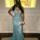 Charming Spaghetti Straps Lace Appliques Evening Dress Mermaid Prom Dress Y7921