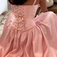 Elegant Spaghetti Straps Satin A Line Pink Evening Dress Bridesmaid Dress Y8807