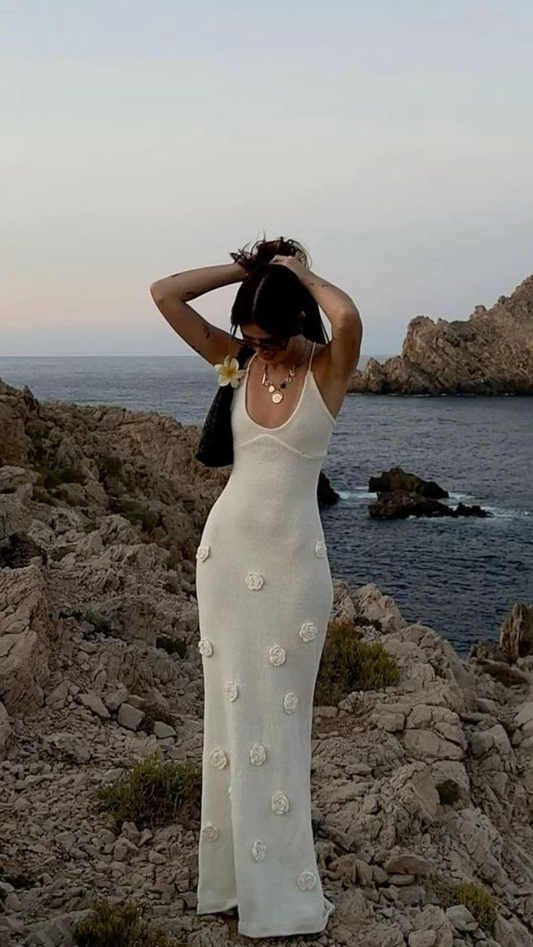 Pretty Spaghetti Straps White Mermaid Long Party Dress Birthday Prom Gown SP1271