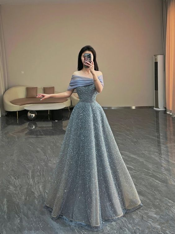 Luxurious Off The Shoulder A-line Evening Dress,18th Birthday Party Go – Simplepromdress