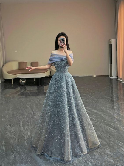 Luxurious Off The Shoulder A line Evening Dress 18th Birthday Party Go Simplepromdress