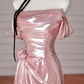 Gorgeous Pink Off The Shoulder Satin Mermaid Long Prom Dress Evening Dress Y8630