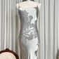 Charming Spaghetti Straps Silver Satin Lace Party Dress Retro Mermaid Prom Dress With Ribbon SP629